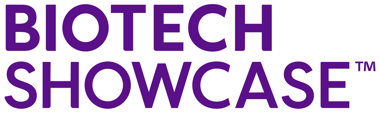 Biotech showcase logo featuring a vial on a white background.